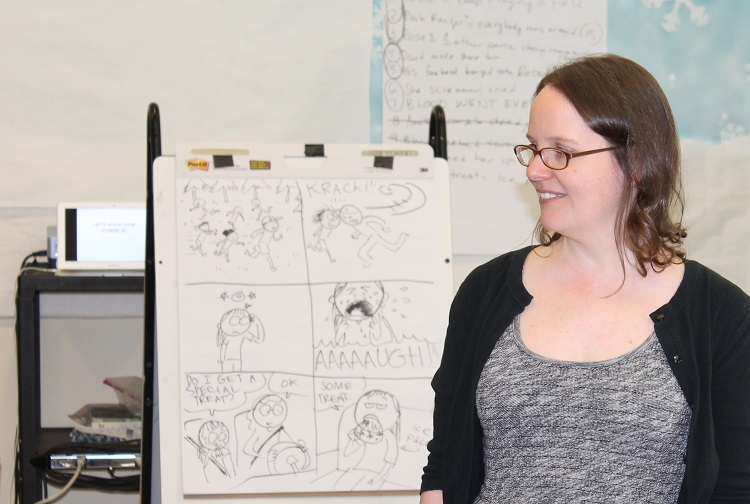Raina Telgemeier demonstrates comics storytelling, 2013.